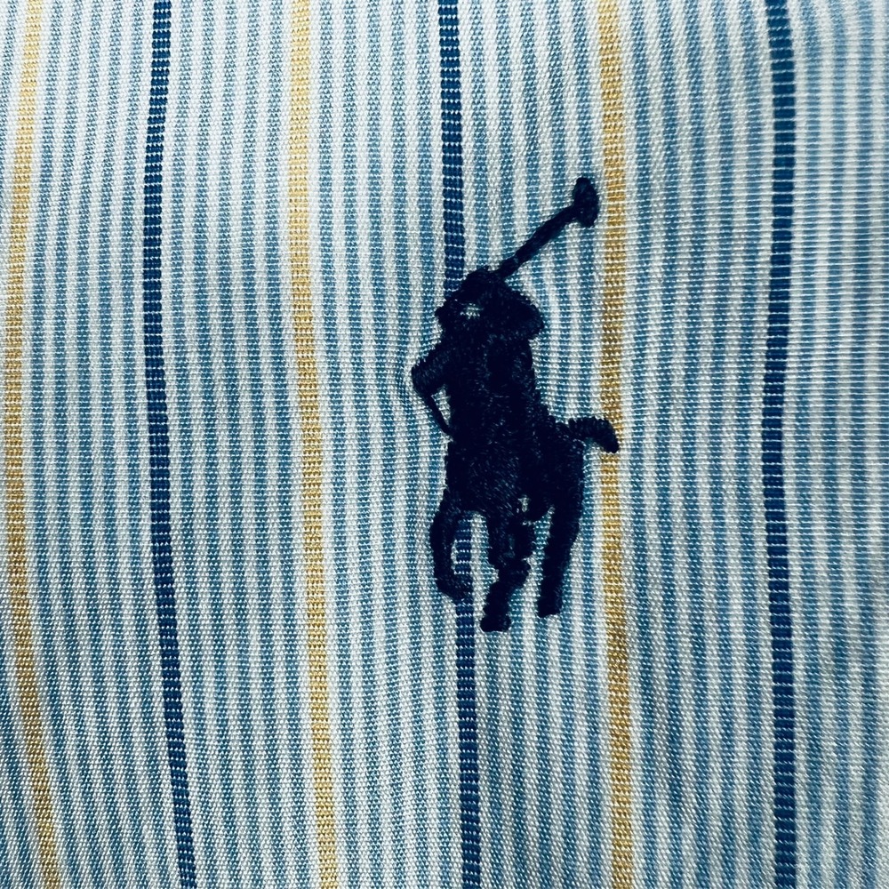 Ralph Lauren Classic Fit Blue Stripe Button Down Shirt XL 14.5/35 Blue Pony - Picture 5 of 12